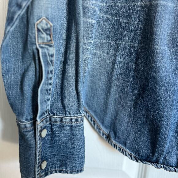 Vtg gap 2002 denim snap button down chambray shirt long sleeve denim large - Picture 5 of 8